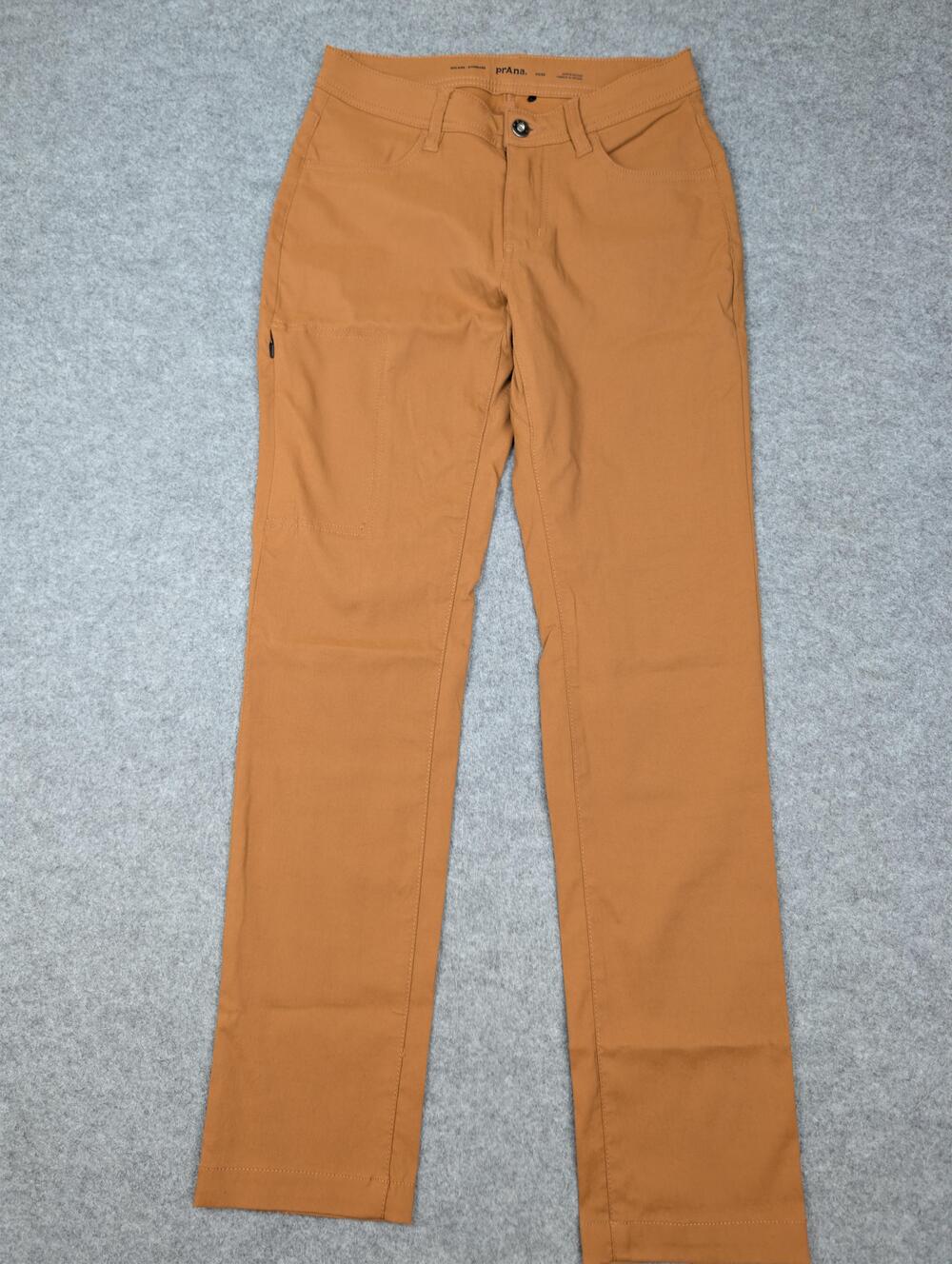 PrAna Pants Womens 00/30 Brown Twill Straight Leg Stretch Hiking Travel Khakis